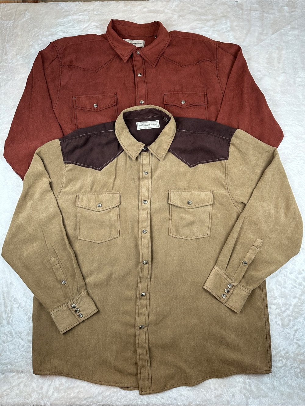 Bit & Bridle Mens XXL Faux Suede Western Snap Shirts LOT OF 2 Cowboy 2XL